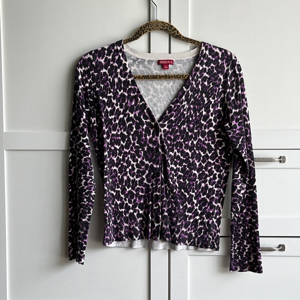 💜Purple Leopard print cardigan💜
